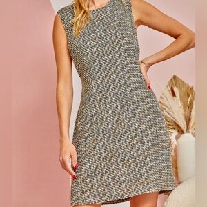 ANDREE BY UNIT Black and White Tweed Dress